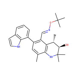 Cc1cc(-c2cccc3cc[nH]c23)c(/C=N/OC(C)(C)C)c2c1NC(C)(C)[C@H](O)[C@H]2C ZINC000066080332