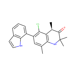 Cc1cc(-c2cccc3cc[nH]c23)c(Cl)c2c1NC(C)(C)C(=O)[C@@H]2C ZINC000035900221