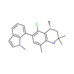Cc1cc(-c2cccc3ccn(C)c23)c(Cl)c2c1NC(C)(C)C[C@H]2C ZINC000029043497