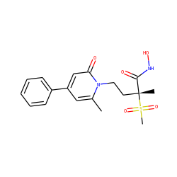 Cc1cc(-c2ccccc2)cc(=O)n1CC[C@](C)(C(=O)NO)S(C)(=O)=O ZINC000084618996