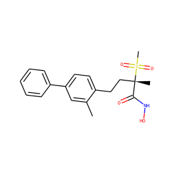 Cc1cc(-c2ccccc2)ccc1CC[C@@](C)(C(=O)NO)S(C)(=O)=O ZINC000112935904