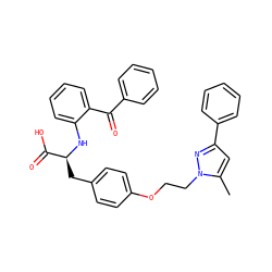Cc1cc(-c2ccccc2)nn1CCOc1ccc(C[C@H](Nc2ccccc2C(=O)c2ccccc2)C(=O)O)cc1 ZINC000012358077