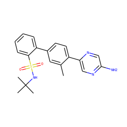 Cc1cc(-c2ccccc2S(=O)(=O)NC(C)(C)C)ccc1-c1cnc(N)cn1 ZINC000224757770