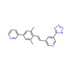 Cc1cc(-c2cccnc2)cc(C)c1/C=C/c1cncc(-c2nnn[nH]2)c1 ZINC000028604391