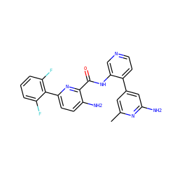 Cc1cc(-c2ccncc2NC(=O)c2nc(-c3c(F)cccc3F)ccc2N)cc(N)n1 ZINC000147442952