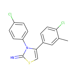 Cc1cc(-c2csc(=N)n2-c2ccc(Cl)cc2)ccc1Cl ZINC000000150681
