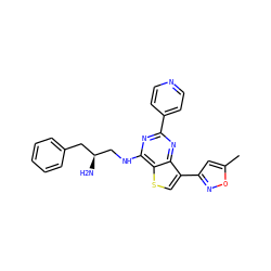 Cc1cc(-c2csc3c(NC[C@@H](N)Cc4ccccc4)nc(-c4ccncc4)nc23)no1 ZINC000223688433