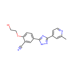 Cc1cc(-c2n[nH]c(-c3ccc(OCCO)c(C#N)c3)n2)ccn1 ZINC000040866599