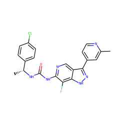 Cc1cc(-c2n[nH]c3c(F)c(NC(=O)N[C@H](C)c4ccc(Cl)cc4)ncc23)ccn1 ZINC000261170571