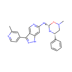 Cc1cc(-c2n[nH]c3cc(N[C@H]4N[C@@H](c5ccccc5)CN(C)O4)ncc23)ccn1 ZINC000473233282
