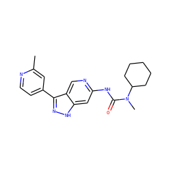 Cc1cc(-c2n[nH]c3cc(NC(=O)N(C)C4CCCCC4)ncc23)ccn1 ZINC000261145809