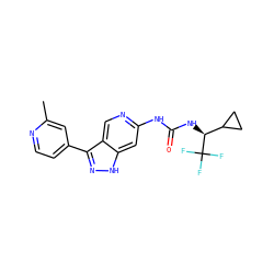 Cc1cc(-c2n[nH]c3cc(NC(=O)N[C@@H](C4CC4)C(F)(F)F)ncc23)ccn1 ZINC000205446025