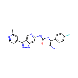 Cc1cc(-c2n[nH]c3cc(NC(=O)N[C@@H](CN)c4ccc(F)cc4)ncc23)ccn1 ZINC000219754164