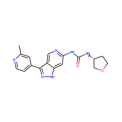 Cc1cc(-c2n[nH]c3cc(NC(=O)N[C@@H]4CCOC4)ncc23)ccn1 ZINC000261192471