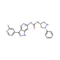 Cc1cc(-c2n[nH]c3cc(NC(=O)N[C@@H]4CN[C@H](c5ccccc5)C4)ncc23)ccn1 ZINC000219765482