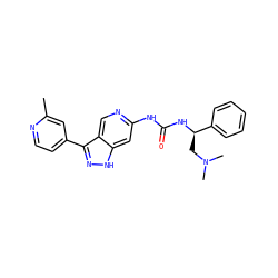 Cc1cc(-c2n[nH]c3cc(NC(=O)N[C@H](CN(C)C)c4ccccc4)ncc23)ccn1 ZINC000261186952