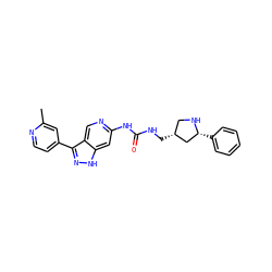 Cc1cc(-c2n[nH]c3cc(NC(=O)NC[C@@H]4CN[C@H](c5ccccc5)C4)ncc23)ccn1 ZINC000261190197