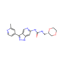 Cc1cc(-c2n[nH]c3cc(NC(=O)NC[C@H]4COCCO4)ncc23)ccn1 ZINC000261084905