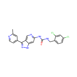Cc1cc(-c2n[nH]c3cc(NC(=O)NCc4ccc(Cl)cc4Cl)ncc23)ccn1 ZINC000261097592