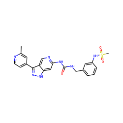 Cc1cc(-c2n[nH]c3cc(NC(=O)NCc4cccc(NS(C)(=O)=O)c4)ncc23)ccn1 ZINC000261111441