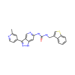 Cc1cc(-c2n[nH]c3cc(NC(=O)NCc4csc5ccccc45)ncc23)ccn1 ZINC000261125173