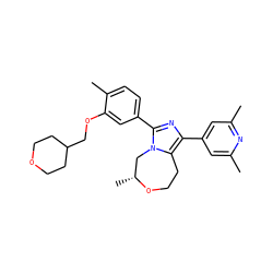 Cc1cc(-c2nc(-c3ccc(C)c(OCC4CCOCC4)c3)n3c2CCO[C@H](C)C3)cc(C)n1 ZINC001772582683