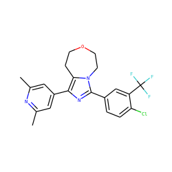 Cc1cc(-c2nc(-c3ccc(Cl)c(C(F)(F)F)c3)n3c2CCOCC3)cc(C)n1 ZINC001772573365