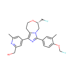 Cc1cc(-c2nc(-c3ccc(OCF)c(C)c3)n3c2CCO[C@H](CF)C3)cc(CO)n1 ZINC001772607784