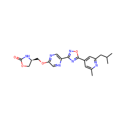 Cc1cc(-c2nc(-c3cnc(OC[C@H]4COC(=O)N4)cn3)no2)cc(CC(C)C)n1 ZINC000653766250