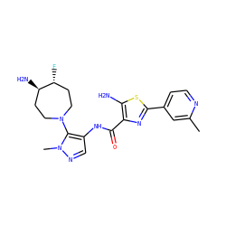 Cc1cc(-c2nc(C(=O)Nc3cnn(C)c3N3CC[C@@H](N)[C@H](F)CC3)c(N)s2)ccn1 ZINC000169699480