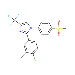 Cc1cc(-c2nc(C(F)(F)F)cn2-c2ccc(S(C)(=O)=O)cc2)ccc1Cl ZINC000013762132