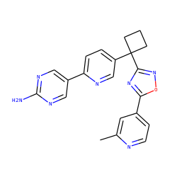 Cc1cc(-c2nc(C3(c4ccc(-c5cnc(N)nc5)nc4)CCC3)no2)ccn1 ZINC000096175506