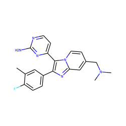 Cc1cc(-c2nc3cc(CN(C)C)ccn3c2-c2ccnc(N)n2)ccc1F ZINC000028963817