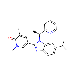 Cc1cc(-c2nc3ccc(C(C)C)cc3n2[C@@H](C)c2ccccn2)cn(C)c1=O ZINC001772653182