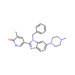 Cc1cc(-c2nc3ccc(N4CCN(C)CC4)cc3n2Cc2ccccc2)c[nH]c1=O ZINC001772626739
