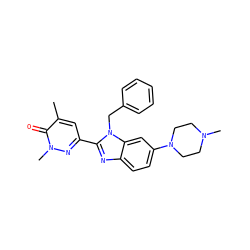 Cc1cc(-c2nc3ccc(N4CCN(C)CC4)cc3n2Cc2ccccc2)nn(C)c1=O ZINC001772607351