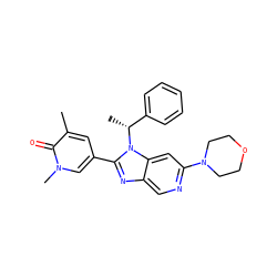 Cc1cc(-c2nc3cnc(N4CCOCC4)cc3n2[C@H](C)c2ccccc2)cn(C)c1=O ZINC001772647982