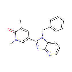 Cc1cc(-c2nc3ncccc3n2Cc2ccccc2)cn(C)c1=O ZINC001772578846