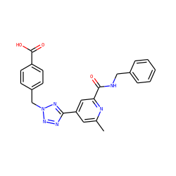 Cc1cc(-c2nnn(Cc3ccc(C(=O)O)cc3)n2)cc(C(=O)NCc2ccccc2)n1 ZINC000045354560