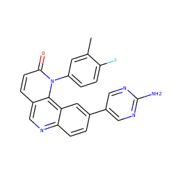 Cc1cc(-n2c(=O)ccc3cnc4ccc(-c5cnc(N)nc5)cc4c32)ccc1F ZINC000071316897