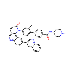 Cc1cc(-n2c(=O)ccc3cnc4ccc(-c5cnc6ccccc6c5)cc4c32)ccc1-c1ccc(C(=O)NC2CCN(C)CC2)cc1 ZINC000072176653