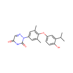 Cc1cc(-n2ncc(=O)[nH]c2=O)cc(C)c1Oc1ccc(O)c(C(C)C)c1 ZINC000002047672