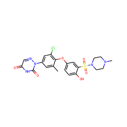 Cc1cc(-n2ncc(=O)[nH]c2=O)cc(Cl)c1Oc1ccc(O)c(S(=O)(=O)N2CCN(C)CC2)c1 ZINC000036350499