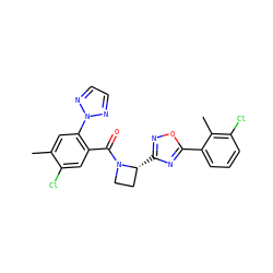 Cc1cc(-n2nccn2)c(C(=O)N2CC[C@H]2c2noc(-c3cccc(Cl)c3C)n2)cc1Cl ZINC000218092205