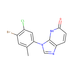 Cc1cc(Br)c(Cl)cc1-n1cnc2ccc(=O)[nH]c21 ZINC000118274251