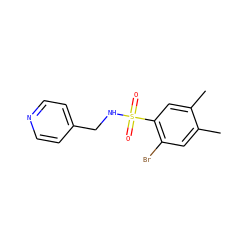 Cc1cc(Br)c(S(=O)(=O)NCc2ccncc2)cc1C ZINC000006704574