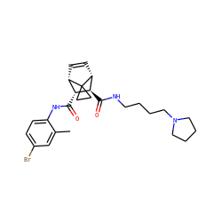 Cc1cc(Br)ccc1NC(=O)[C@@H]1[C@@H]2C=C[C@H]([C@H]1C(=O)NCCCCN1CCCC1)C21CC1 ZINC000168542190