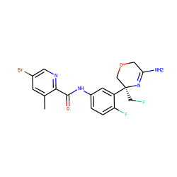 Cc1cc(Br)cnc1C(=O)Nc1ccc(F)c([C@@]2(CF)COCC(N)=N2)c1 ZINC000113657382