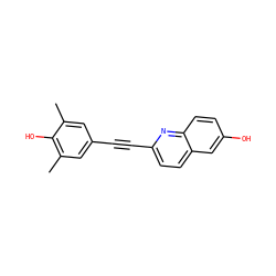 Cc1cc(C#Cc2ccc3cc(O)ccc3n2)cc(C)c1O ZINC001772653365