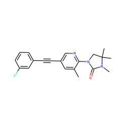 Cc1cc(C#Cc2cccc(F)c2)cnc1N1CC(C)(C)N(C)C1=O ZINC000144064610